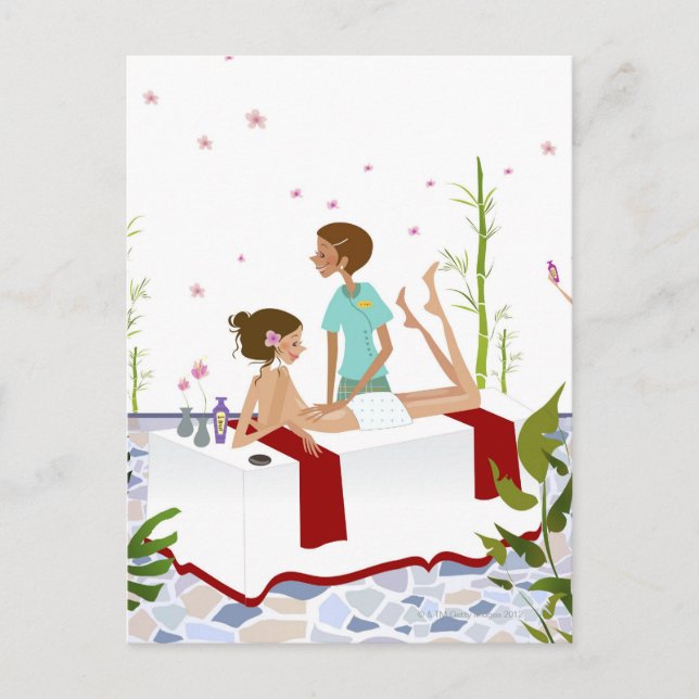 Massageterapeut massakrerar en kvinna som ljuger p vykort (Framsida)