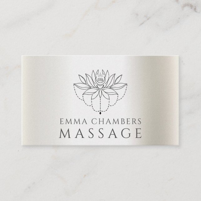 Massageterapeut med lotusblomma  visitkort (Framsida)