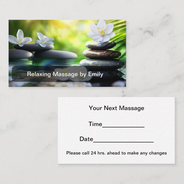 Massageterapeut Möteskort Tidsbeställning Kort (Fram/baksida)