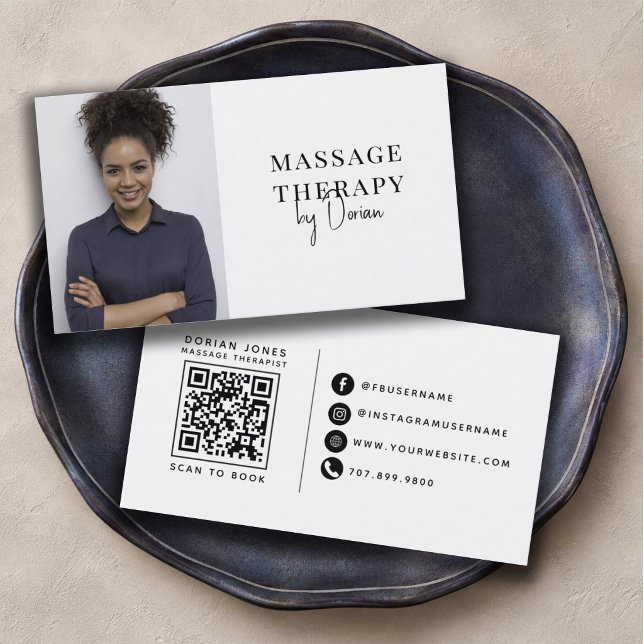 Massageterapeut QR-kod Foto Visitkort (Skapare uppladdad)