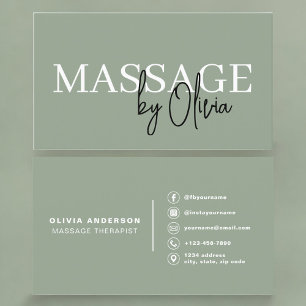Massageterapeut Sage Green Visitkort
