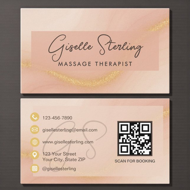 Massageterapeut Vattenfärg QR-kod Visitkort (Skapare uppladdad)