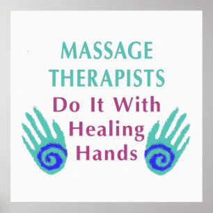 Massageterapeuter gör det med händer som läker poster