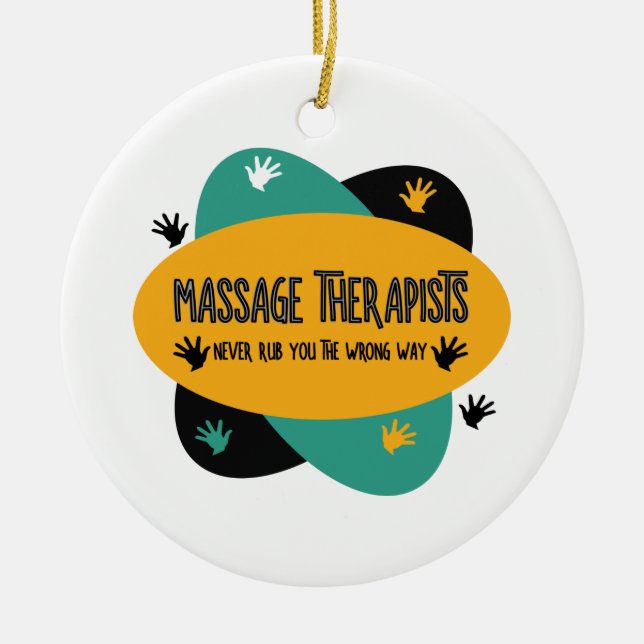 Massageterapeuter Händer Rub Colorful Julgransprydnad Keramik (Framsidan)
