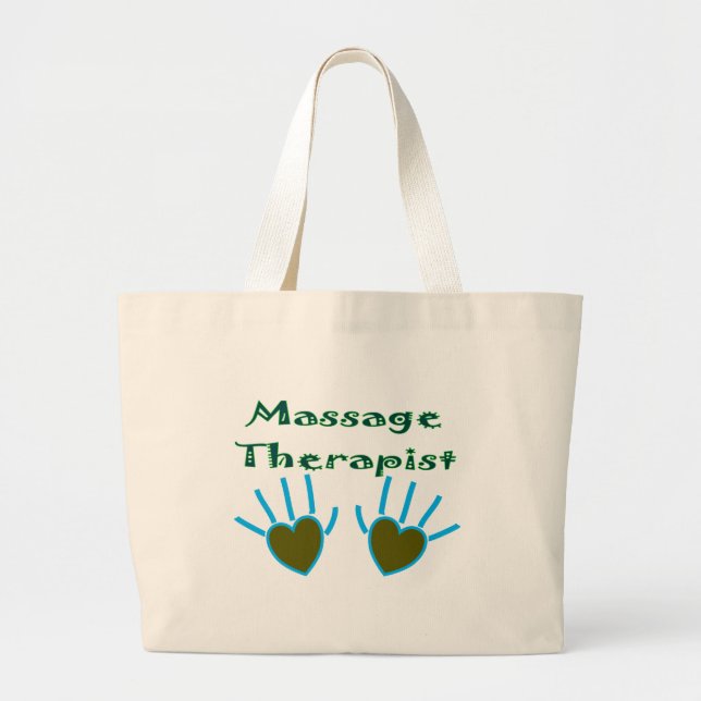 Massageterapeuthjärta räcker gåvor jumbo tygkasse (Framsidan)