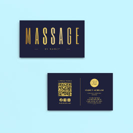 Massageterapi för marin och Guld QR-kod och Logoty Visitkort