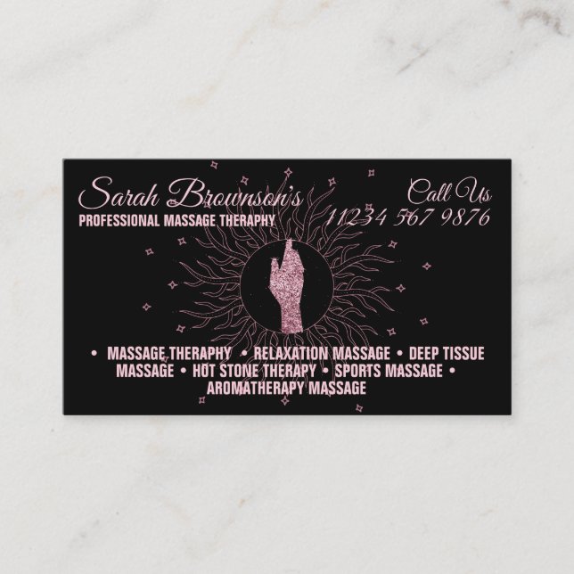 Massageterapi Glittermanus Healing Hands  Visitkort (Framsida)