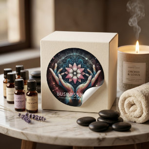 Massageterapi Helande händer Energi Spa Wellness Runt Klistermärke