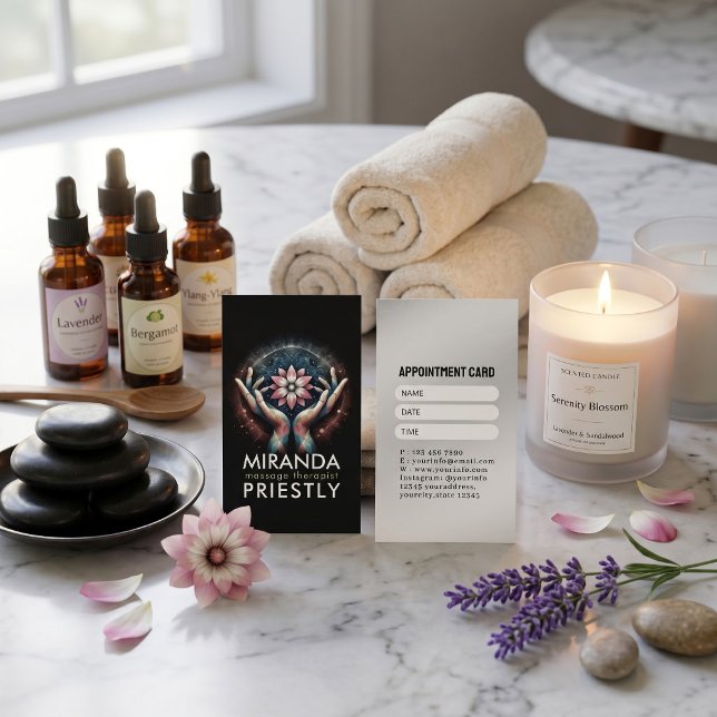 Massageterapi Helande händer Energi Spa Wellness Tidsbeställning Kort (Skapare uppladdad)