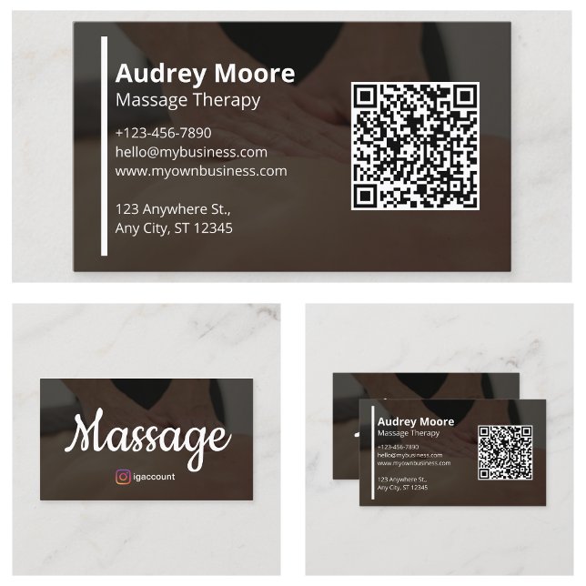 Massageterapi QR-kodintegration Visitkort (Massage Therapy QR Code Integration Business Card
)
