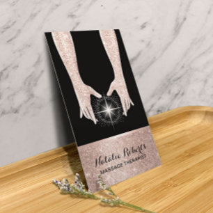 Massageterapi Reiki Spa Rose Gold Helande händer Visitkort