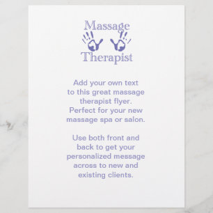 Massageterapist: Blå handskrift Reklamblad
