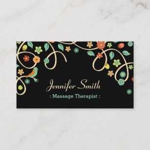Massageterapist - Elegant Swirl Blommigt Visitkort