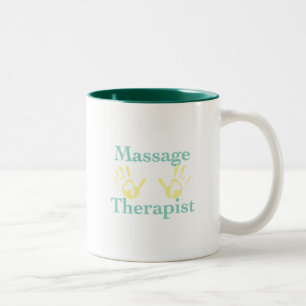 Massageterapist: Gultens handutskrifter Två-Tonad Mugg