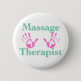 Massageterapist: Rosa Hand-utskrifter Knapp