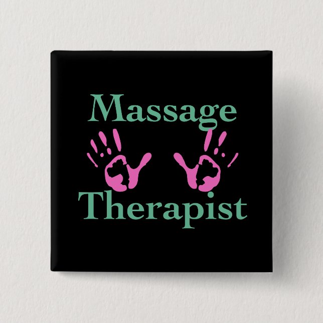 Massageterapist: Rosa Hand-utskrifter Knapp (Framsida)