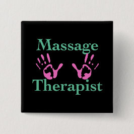 Massageterapist: Rosa Hand-utskrifter Knapp