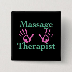 Massageterapist: Rosa Hand-utskrifter Knapp