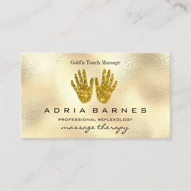 MassageTherapy Reflexology Händer Reiki Ro Guld" Visitkort (Framsida)