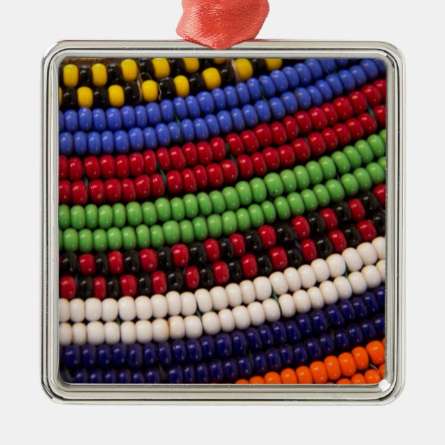 Massai stamm pärlmönster julgransprydnad metall (Framsidan)