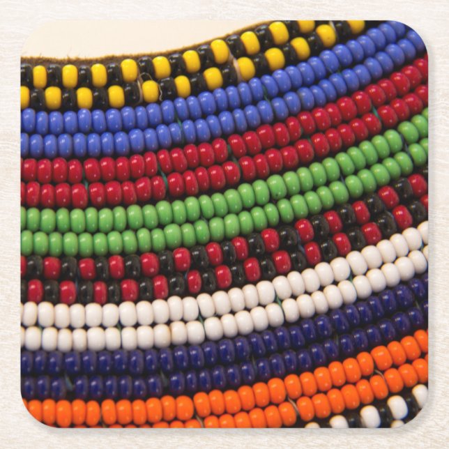Massai Tribal Bead Mönster Underlägg Papper Kvadrat (Framsidan)