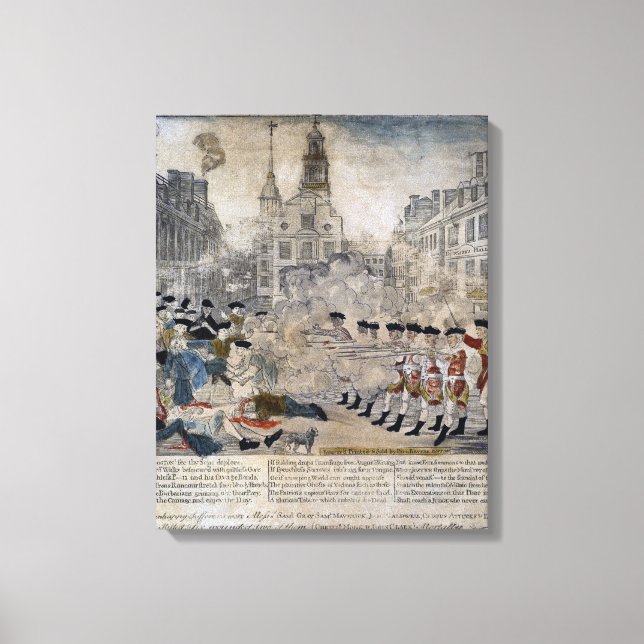 Massakern i Boston av Paul Revere 1770 Canvastryck (Framsida)