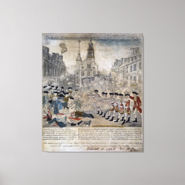 Massakern i Boston av Paul Revere 1770 Canvastryck (Framsida)