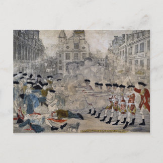 Massakern i Boston av Paul Revere 1770 Vykort