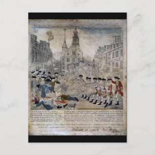 Massakern i Boston av Paul Revere 1770 Vykort