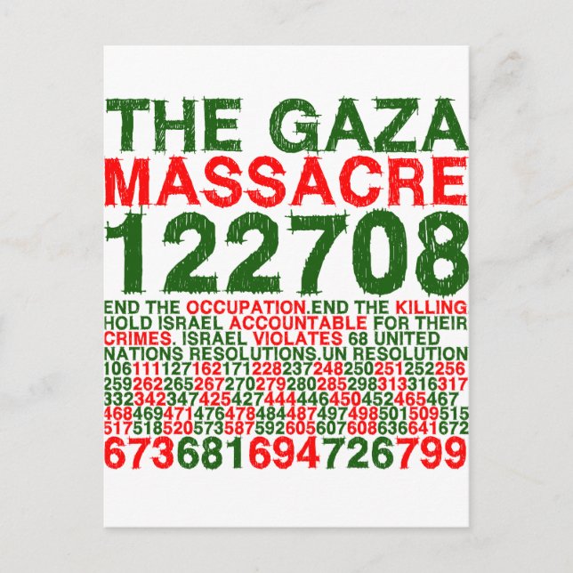 Massakern i Gaza Vykort (Framsida)