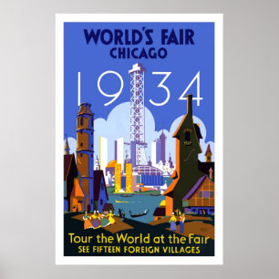 Mässan för vintageChicago världar reser affischen Poster