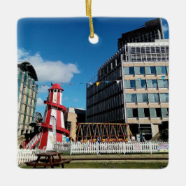 Mässan, stadscenter julgransprydnad keramik