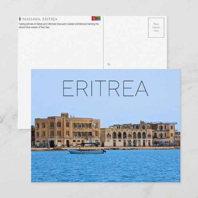 Massawas kustlinje, Eritrea Resebrev Vykort (Fram/baksida)