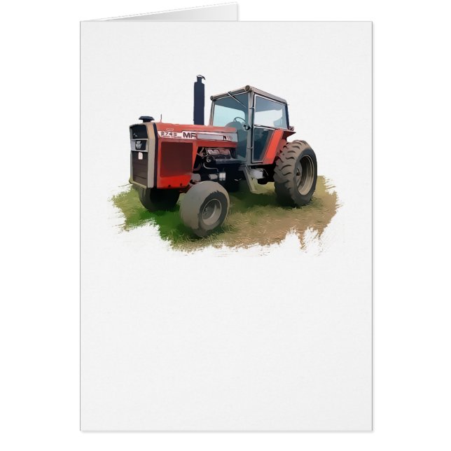 Massey Ferguson Red Tractor i Fält Hälsningskort (Framsidan)