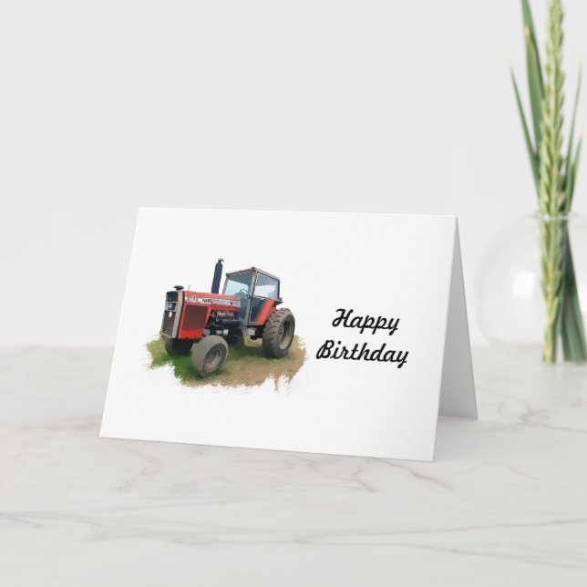 Massey Ferguson röd traktor i fält Kort (Framsida)