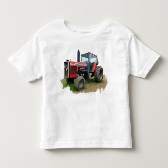 Massey Ferguson röd traktor i fält T Shirt (Framsida)
