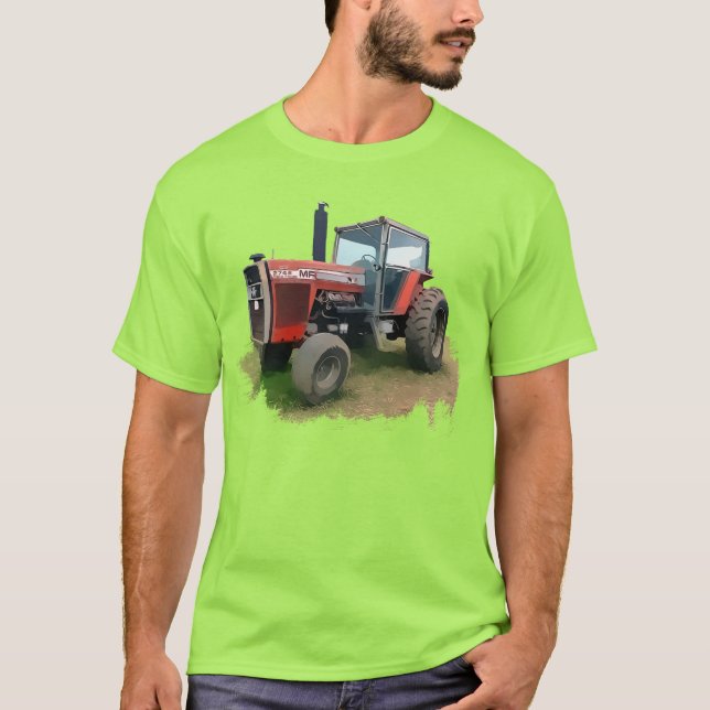 Massey Ferguson röd traktor i fält T-shirt (Framsida)