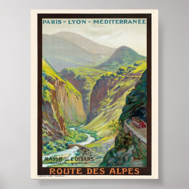 Massif de L'Oisans Frankrike Vintage affisch 1900 (Framsidan)