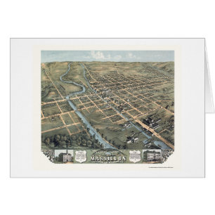 Massillon panorama- karta för OH - 1870 Hälsningskort