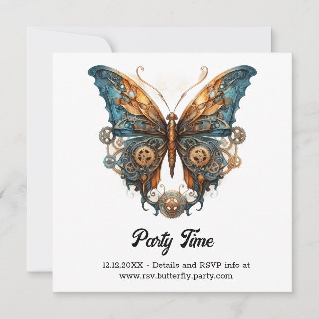 Mässingsfladdermaskin Fjäril Pannågot Bröllop Meddelande (Framsida)