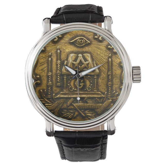 Mässingsfrimurarbild Armbandsur (Framsida)