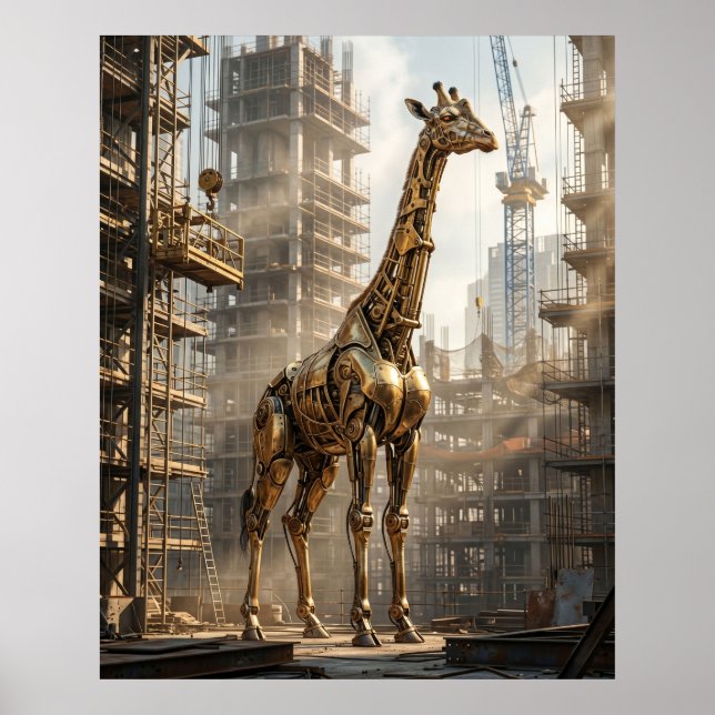 Mässingsgiraff Reser sig Poster (Framsidan)