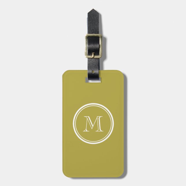 Mässingskicken avslutar kulört Monogrammed Bagagebricka (Vertikal Framsida)