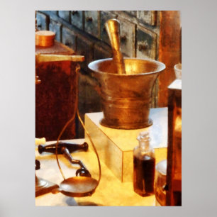 Mässingsmortel och Pestle Poster