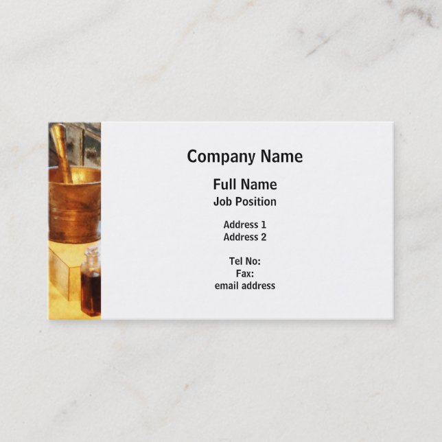 Mässingsmortel och Pestle Visitkort (Framsida)