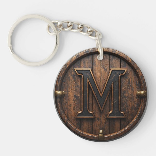 Mässingsnit Wooden Monogram M Fat Barrel Emblem 🔑 (Framsidan)