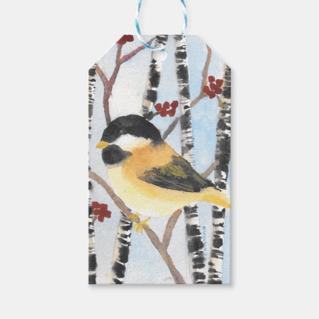 Massiv av Gift Märkre Chickadee Gift Wrap Supplies Presentetikett (Framsidan)