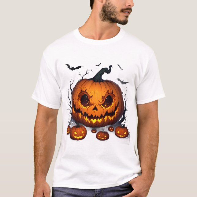 Massiv Halloween-pumpa Med Lysande Ögon 👻 T Shirt (Framsida)