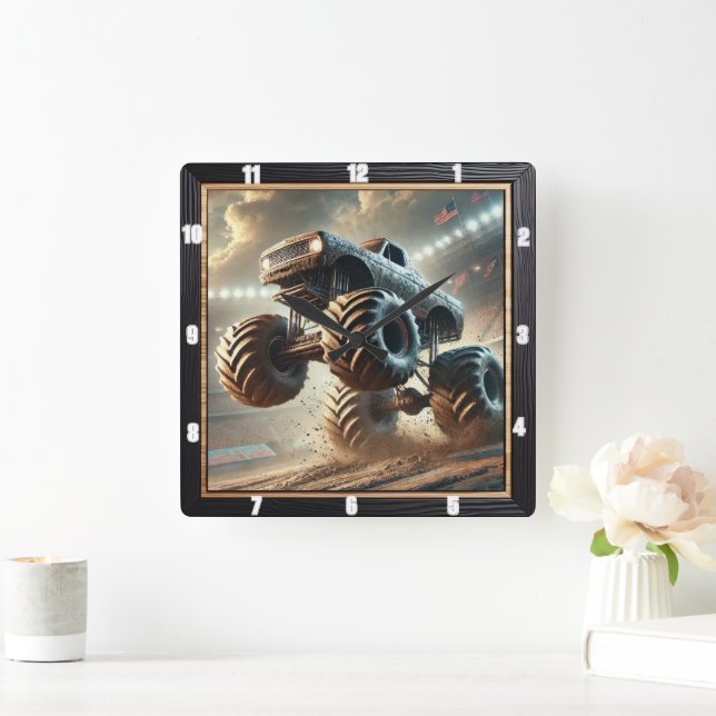 Massiv Monster Lastbil Tävla genom Lera Fyrkantig Klocka (Hem)