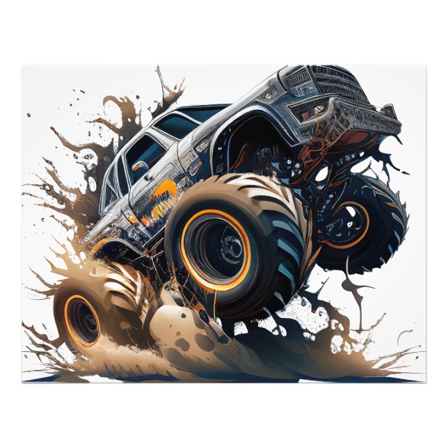 Massiv monstertruck i aktion fototryck (Framsidan)